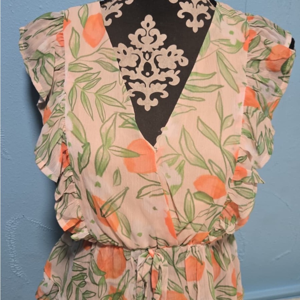 Lulu's Blush and Sage Leafy Dress